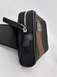 Techno Web Stripe Black Canvas Belt Bag