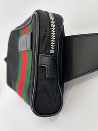 Techno Web Stripe Black Canvas Belt Bag