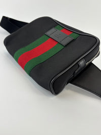 Techno Web Stripe Black Canvas Belt Bag