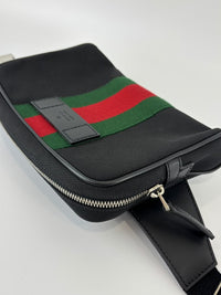 Techno Web Stripe Black Canvas Belt Bag