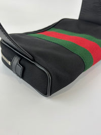 Techno Web Stripe Black Canvas Belt Bag