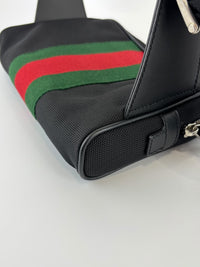 Techno Web Stripe Black Canvas Belt Bag