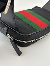 Techno Web Stripe Black Canvas Belt Bag