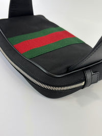 Techno Web Stripe Black Canvas Belt Bag
