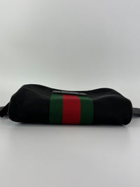 Techno Web Stripe Black Canvas Belt Bag