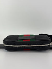 Techno Web Stripe Black Canvas Belt Bag
