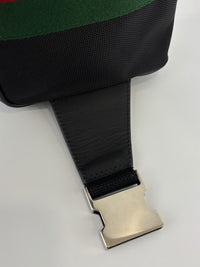 Techno Web Stripe Black Canvas Belt Bag