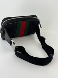 Techno Web Stripe Black Canvas Belt Bag