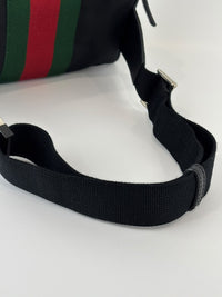 Techno Web Stripe Black Canvas Belt Bag