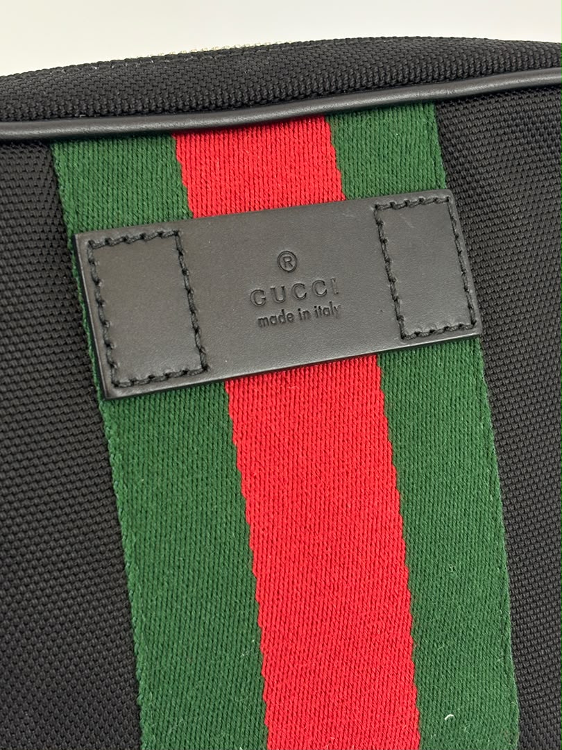 Techno Web Stripe Black Canvas Belt Bag