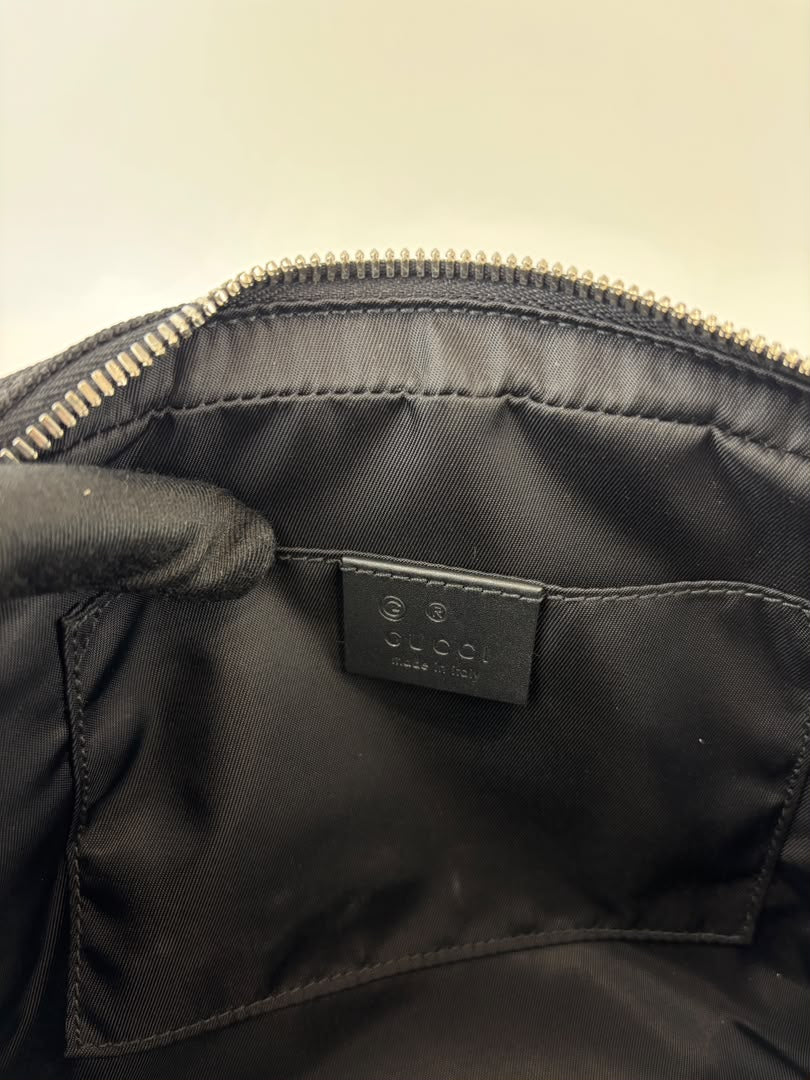 Techno Web Stripe Black Canvas Belt Bag