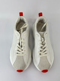 White Leather and Suede Envol Trainers with Orange Details Size 37