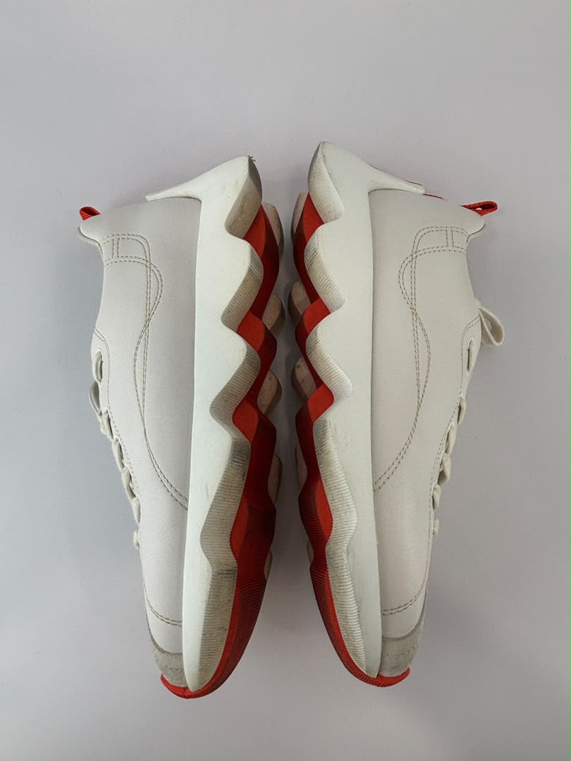 White Leather and Suede Envol Trainers with Orange Details Size 37