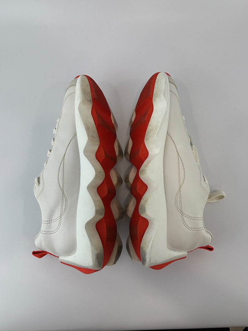 White Leather and Suede Envol Trainers with Orange Details Size 37