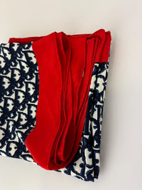 Vintage Oblique Square Silk Scarf Navy/Red