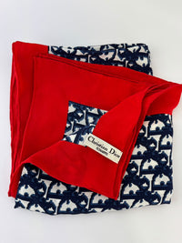 Vintage Oblique Square Silk Scarf Navy/Red