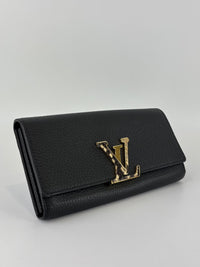 Capucines Taurillon Snakeskin Wallet Black