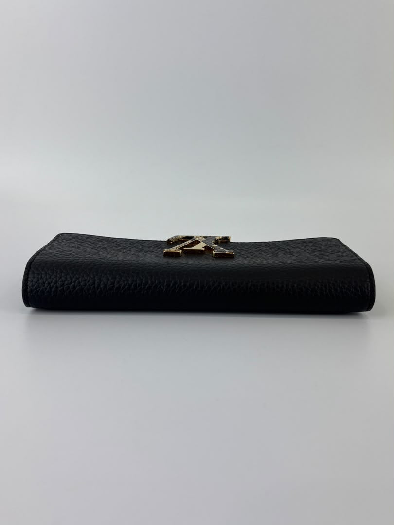 Capucines Taurillon Snakeskin Wallet Black