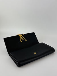 Capucines Taurillon Snakeskin Wallet Black