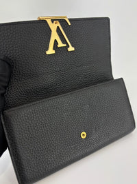 Capucines Taurillon Snakeskin Wallet Black