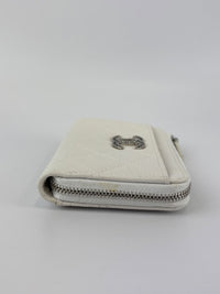 Quilted Caviar Zip Card Holder White
