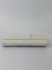 Quilted Caviar Zip Card Holder White