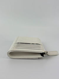 Quilted Caviar Zip Card Holder White