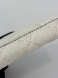 Quilted Caviar Zip Card Holder White