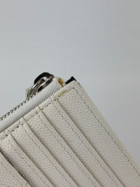 Quilted Caviar Zip Card Holder White
