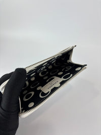 Quilted Caviar Zip Card Holder White