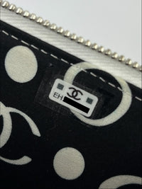 Quilted Caviar Zip Card Holder White