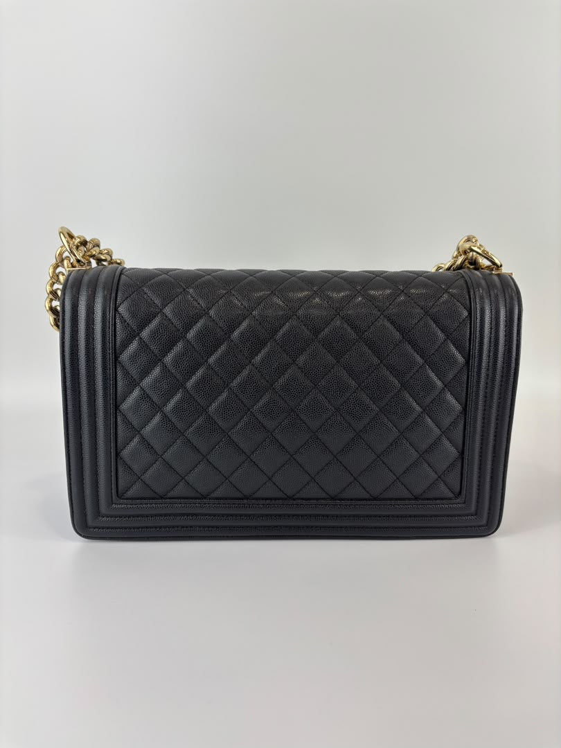 New Medium Boy Caviar in Dark Grey GHW