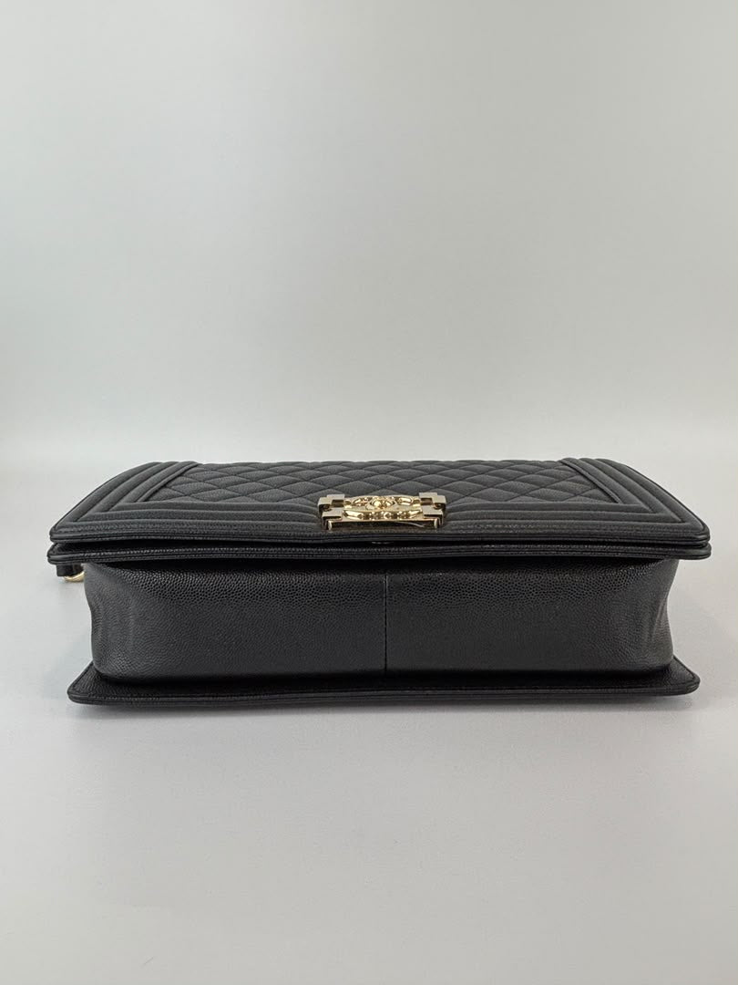 New Medium Boy Caviar in Dark Grey GHW