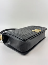 New Medium Boy Caviar in Dark Grey GHW