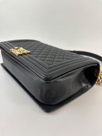 New Medium Boy Caviar in Dark Grey GHW