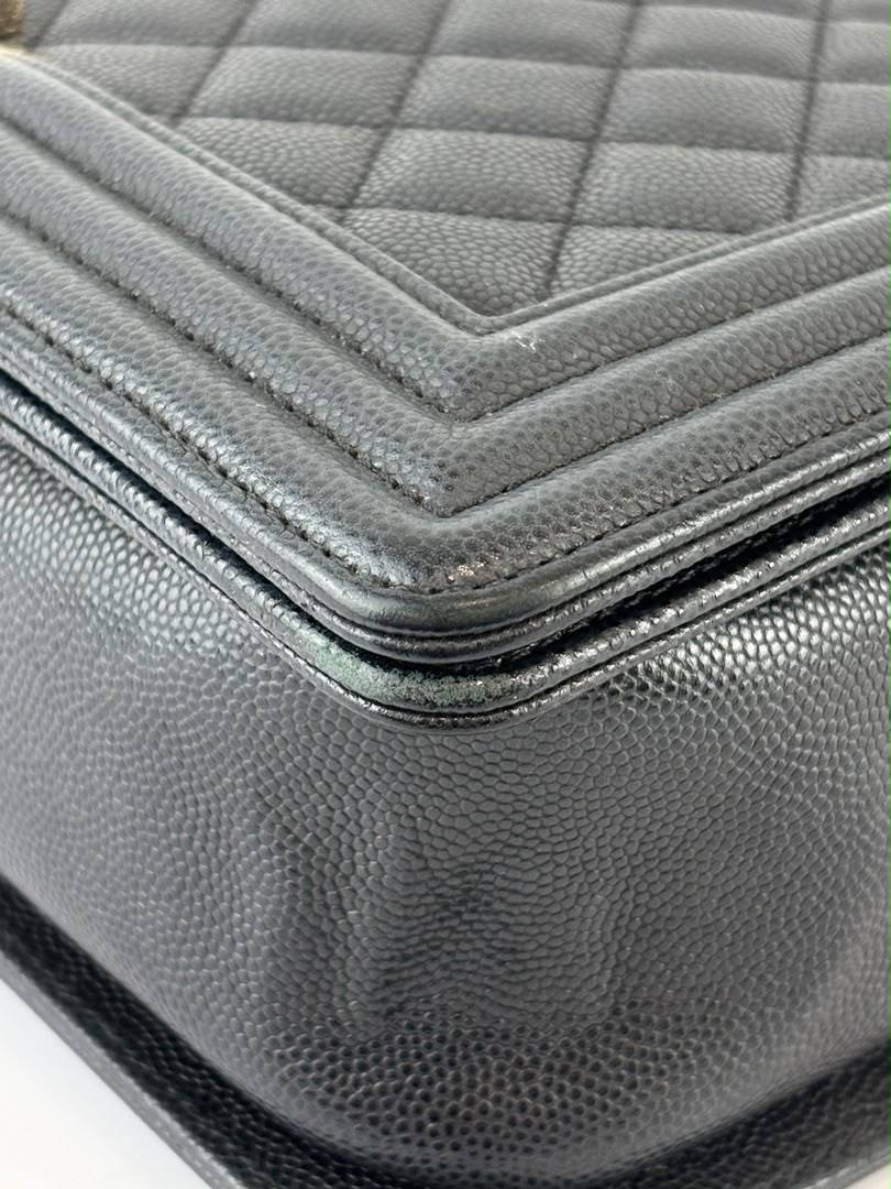 New Medium Boy Caviar in Dark Grey GHW