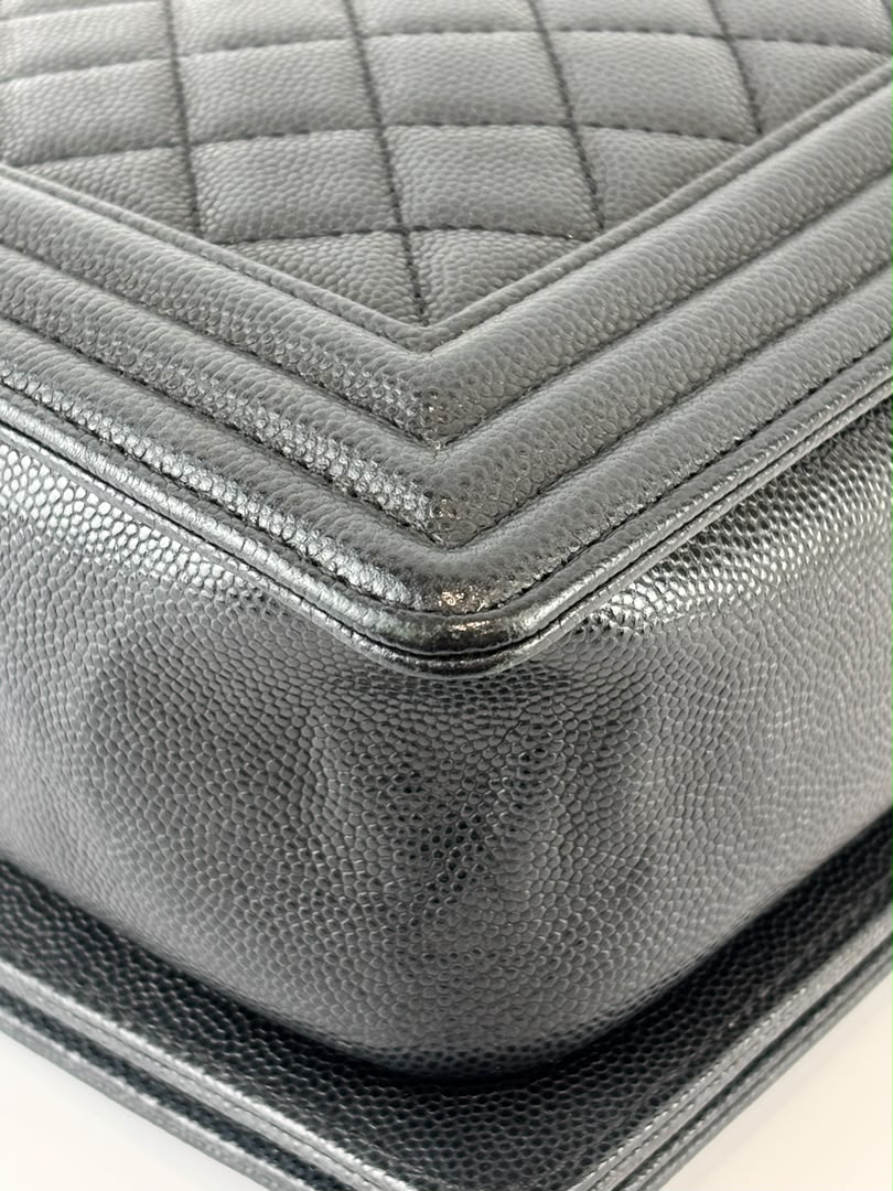 New Medium Boy Caviar in Dark Grey GHW