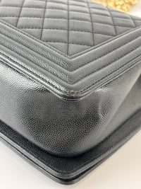 New Medium Boy Caviar in Dark Grey GHW