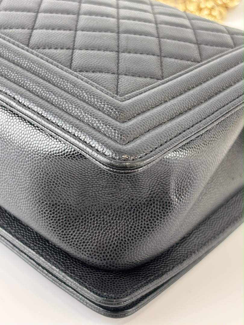 New Medium Boy Caviar in Dark Grey GHW