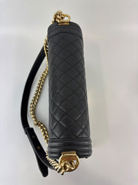 New Medium Boy Caviar in Dark Grey GHW