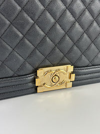New Medium Boy Caviar in Dark Grey GHW
