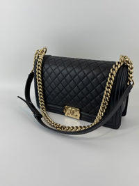 New Medium Boy Caviar in Dark Grey GHW