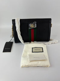 Black Leather Ophidia Small Shoulder Bag