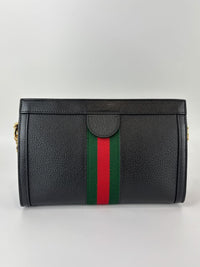 Black Leather Ophidia Small Shoulder Bag