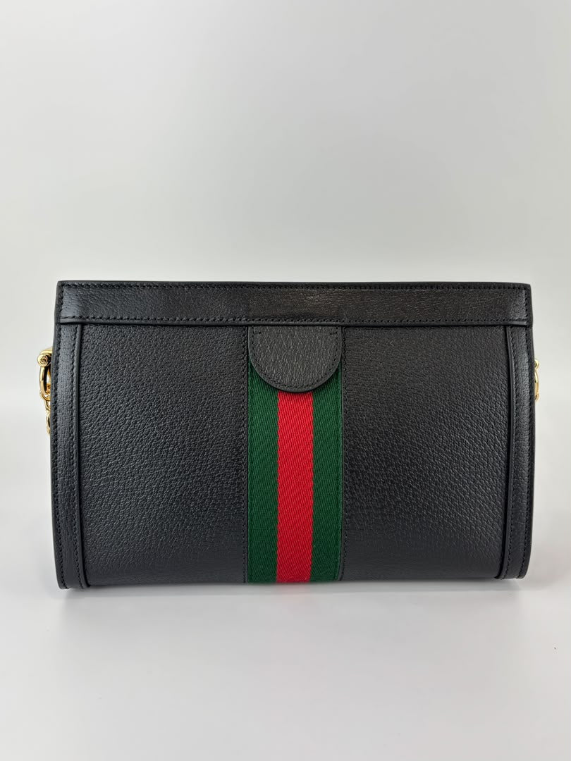 Black Leather Ophidia Small Shoulder Bag
