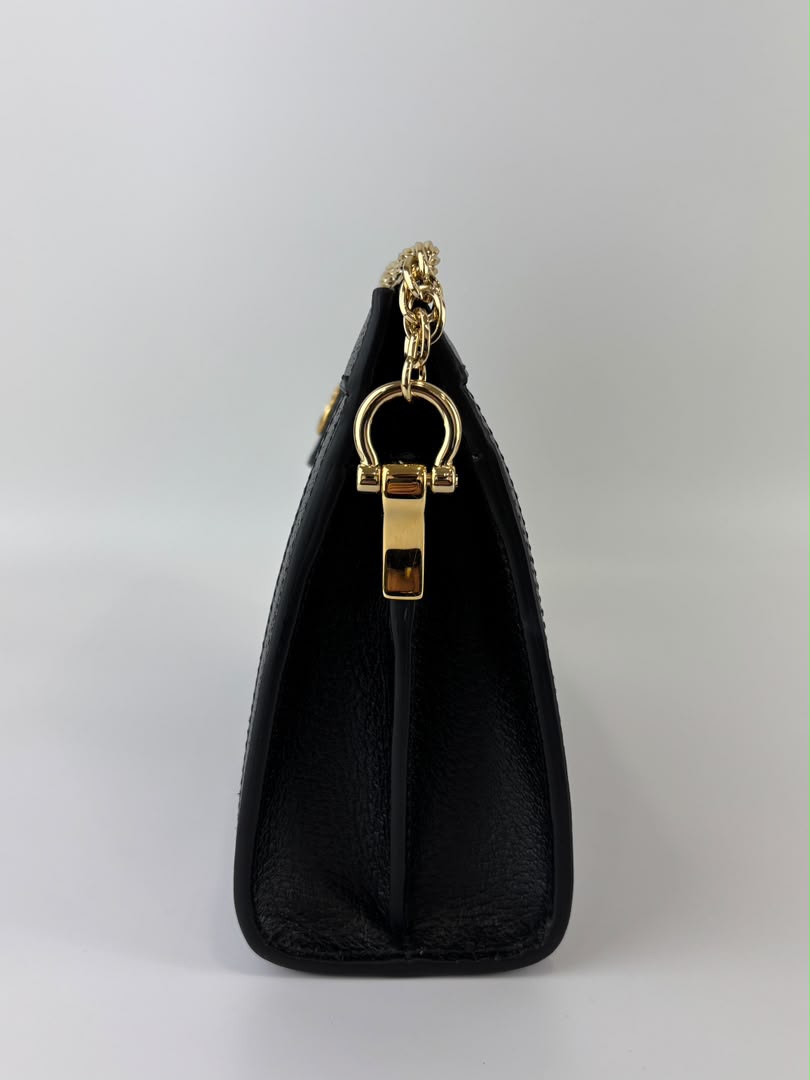 Black Leather Ophidia Small Shoulder Bag