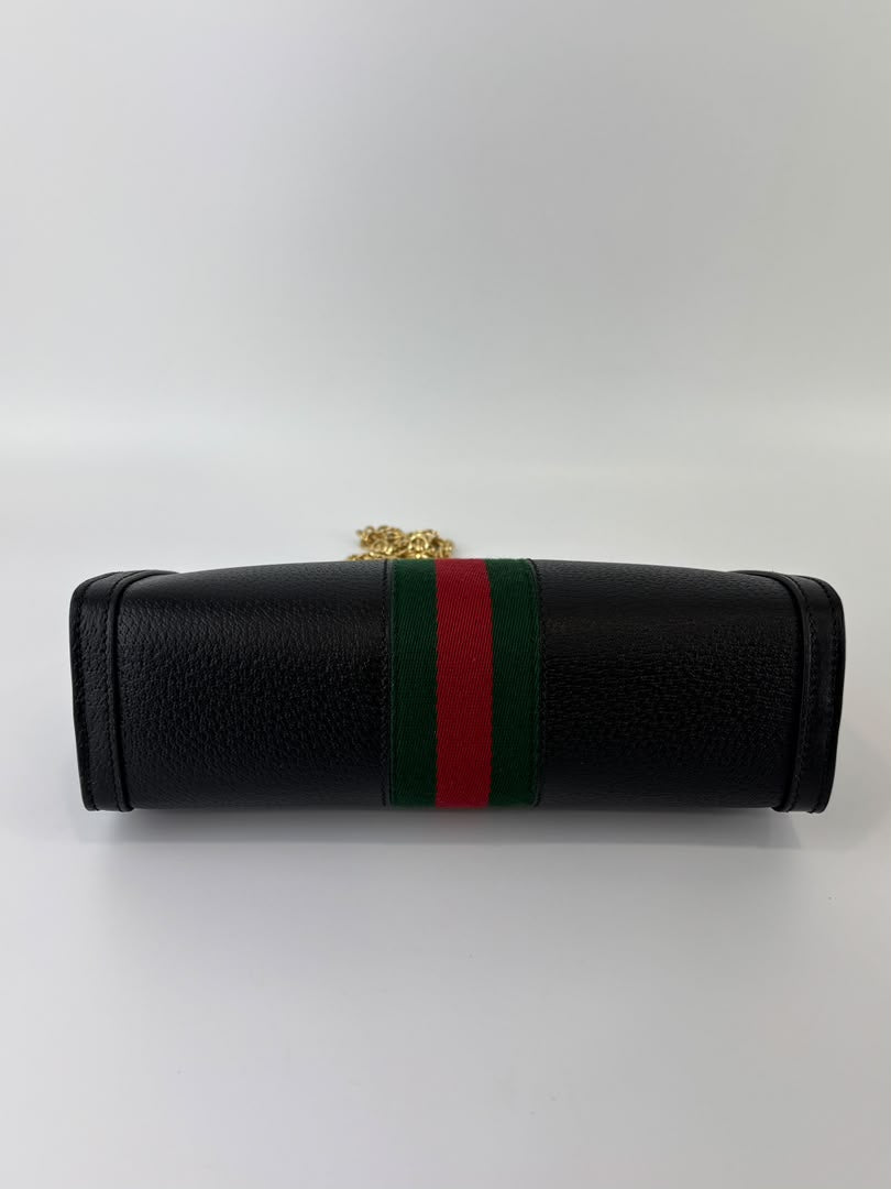 Black Leather Ophidia Small Shoulder Bag
