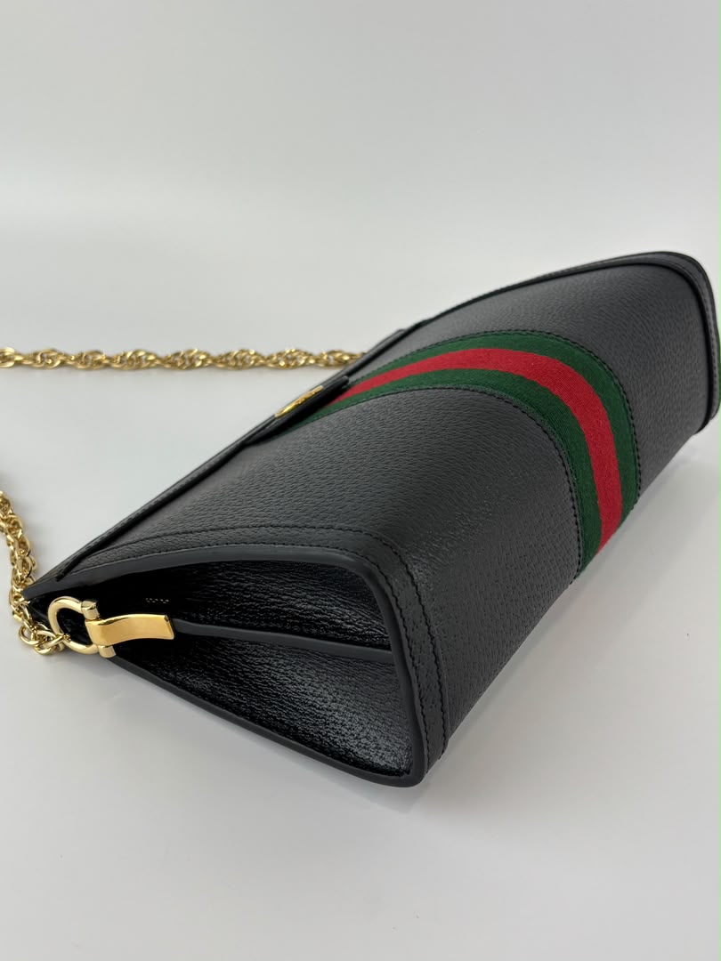 Black Leather Ophidia Small Shoulder Bag