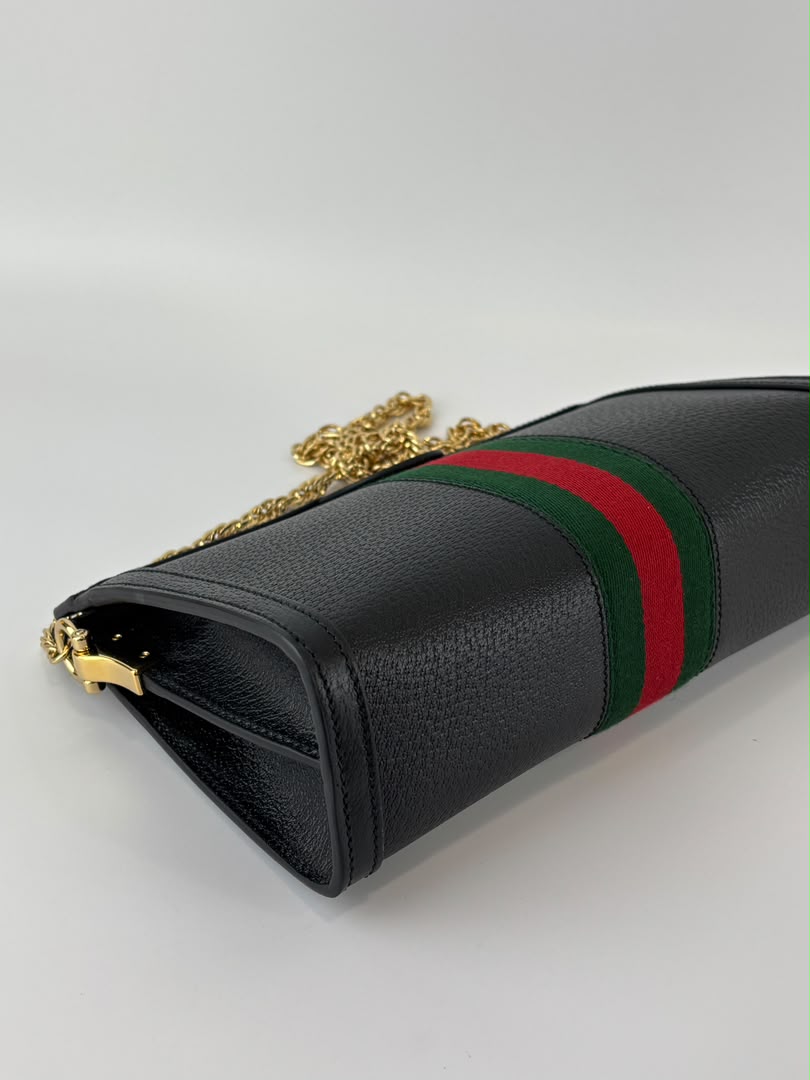 Black Leather Ophidia Small Shoulder Bag