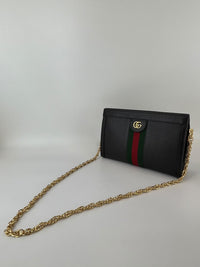 Black Leather Ophidia Small Shoulder Bag